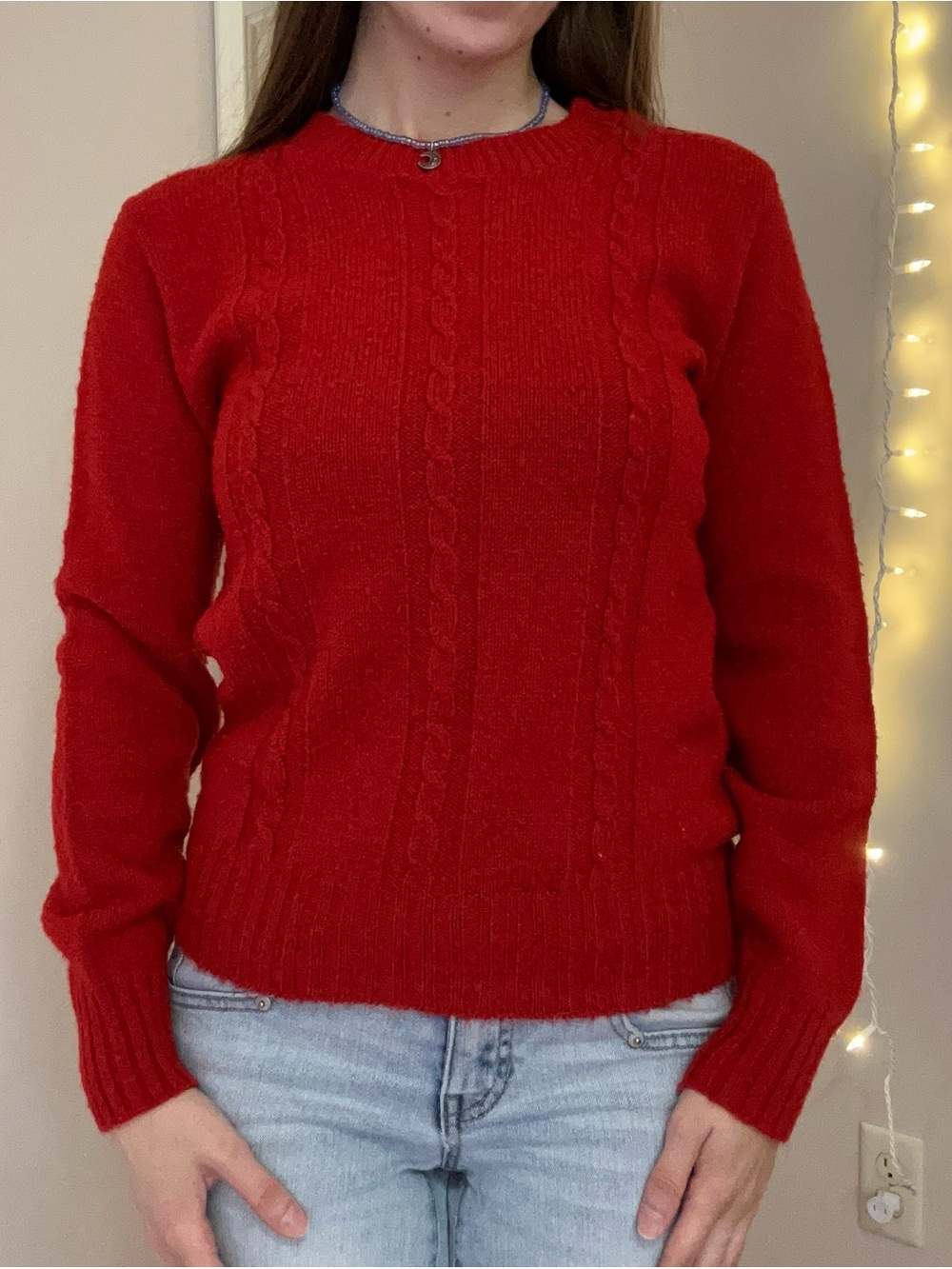 Vintage Red Cable Knit Sweater